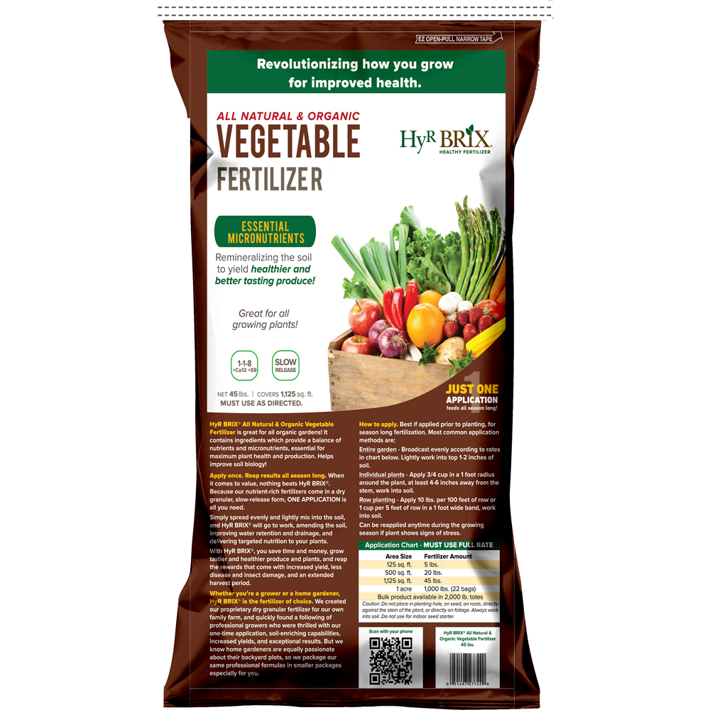 All Natural & Organic Vegetable Fertilizer 45 lbs. | HyR BRIX